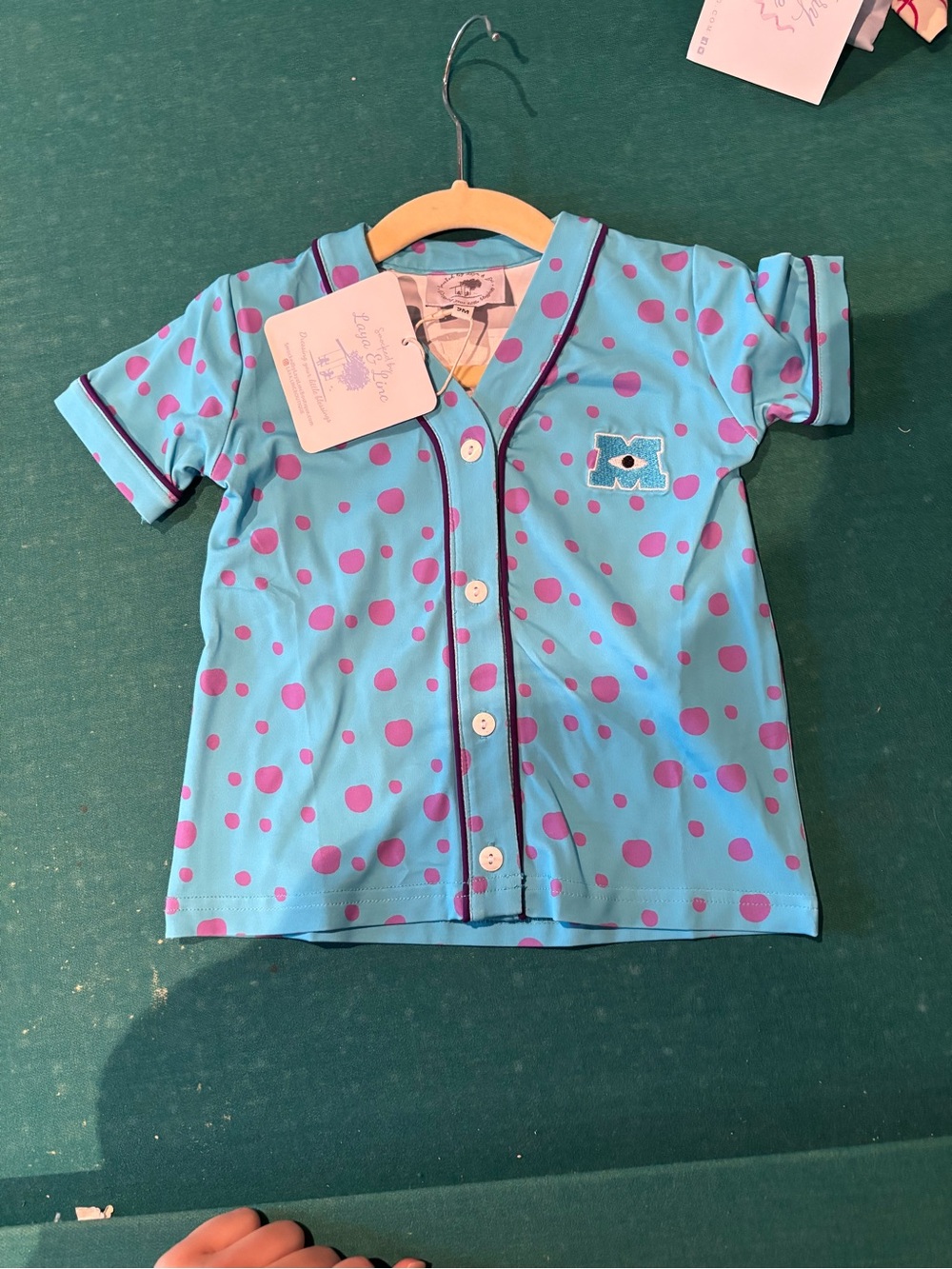 Disney monster inc jersey Kids' Blue Polka Dot Top